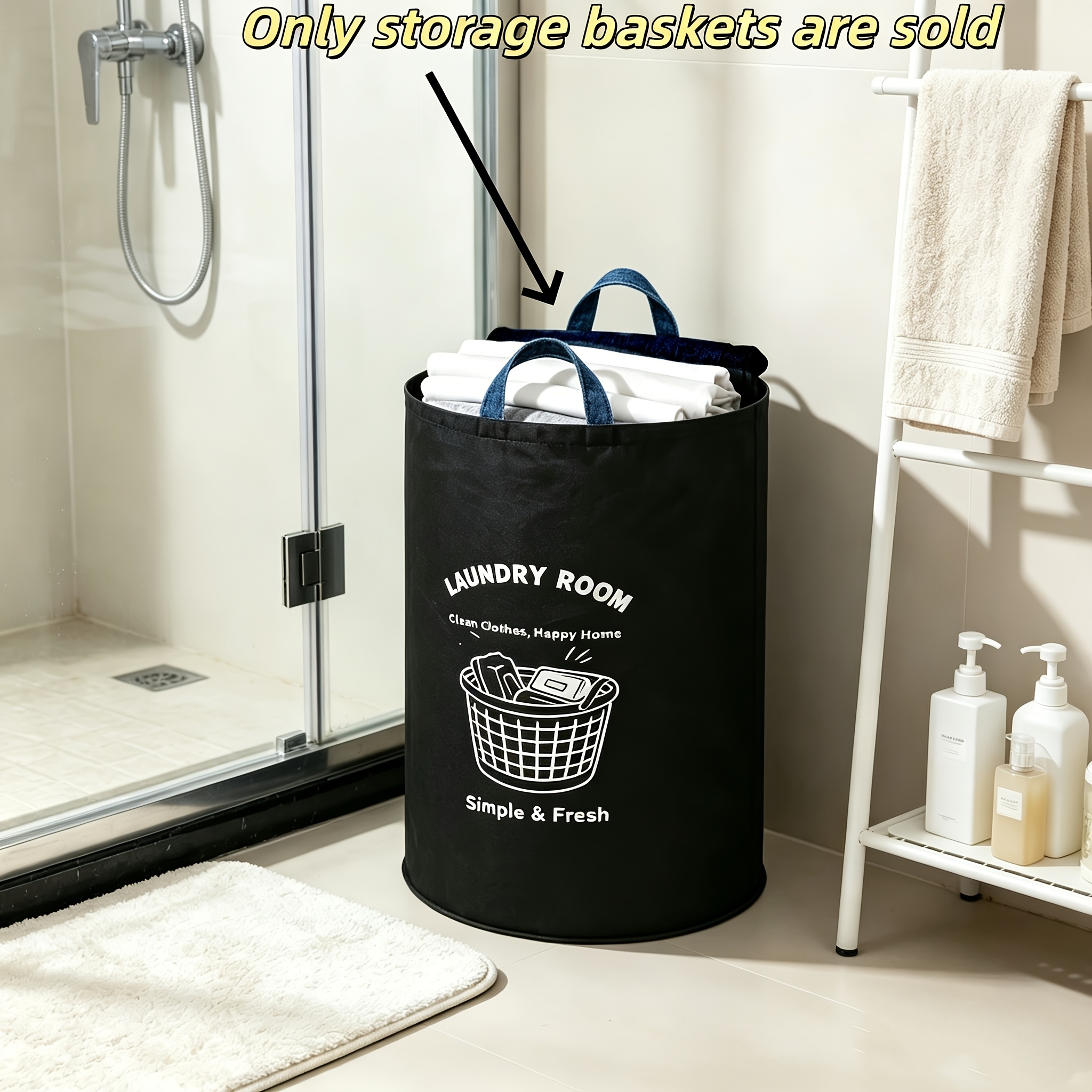 TEMU Large Capacity 600d Oxford Cloth Foldable Laundry Basket With Printed Pattern, Laundry Baskets
