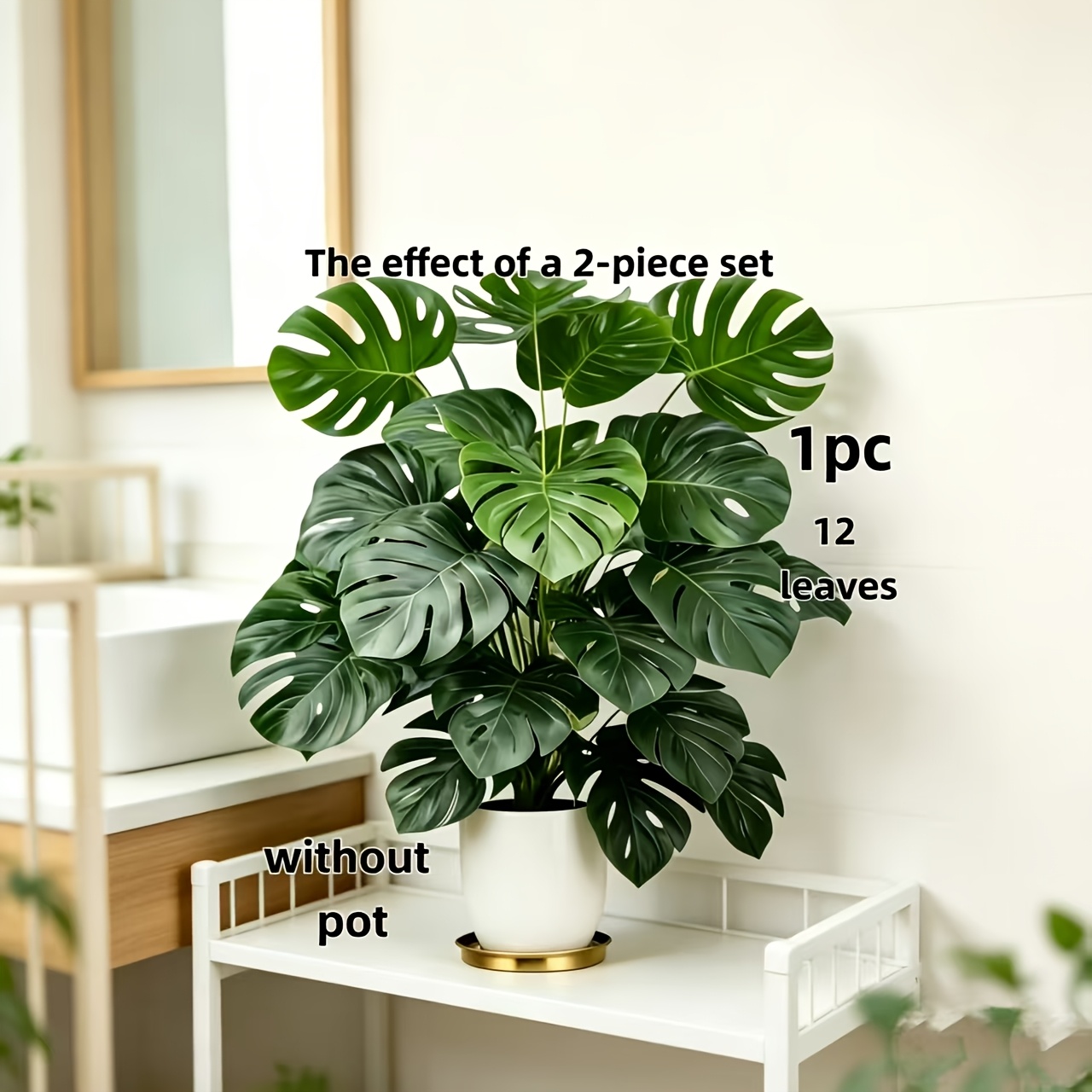 1pc Premium Large Monstera Plant, Realistic Plastic Material, No Watering Or Pruning Needed, Long- Greenery. Suitable For Indoor And Outdoor Scenes: Living Room, Bedroom, Balcony Decoration