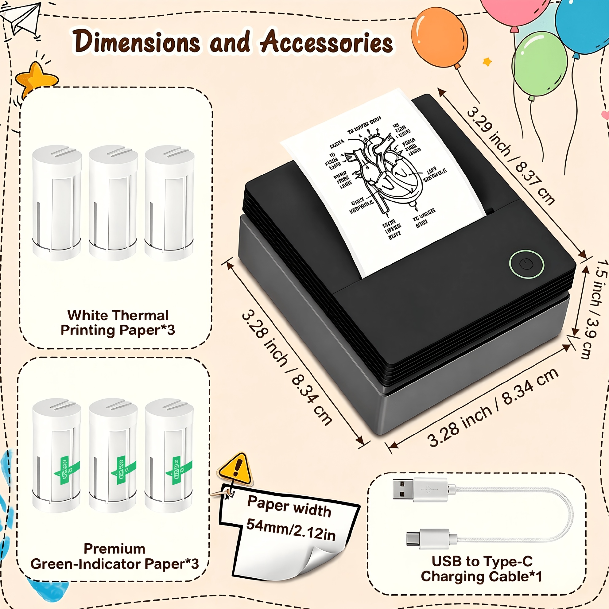 Pm290cb Smart Desktop Label Printer - Wireless Inkless Label Maker With 6 Rolls, Auto-recognition Anti-jam Mini Pocket Printer For Organization.