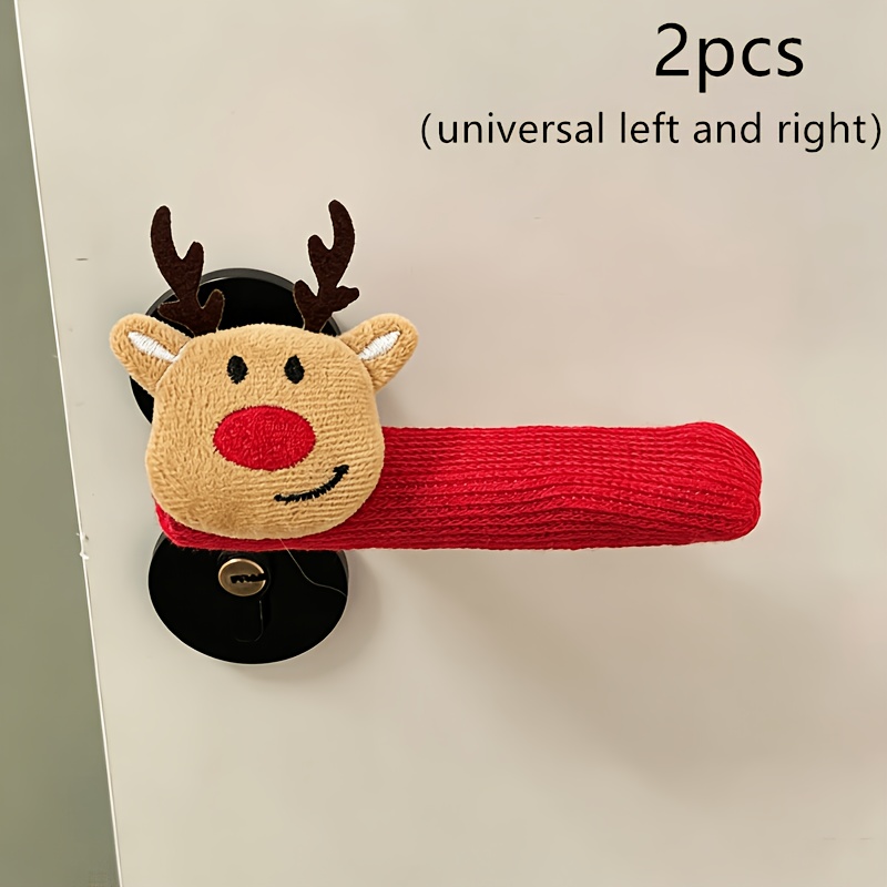 TEMU 2pcs Christmas Door Handle Set, Thickened Christmas Door Handle Protective Cover, Christmas Decoration, Christmas Style Holiday Scene Decoration