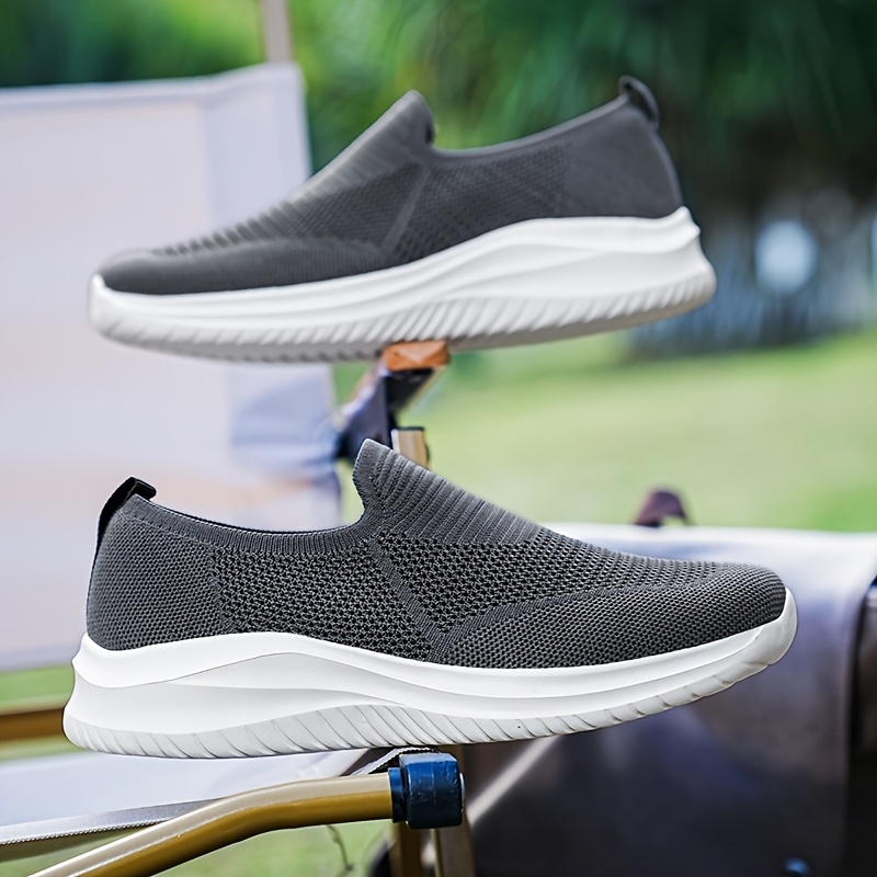 slika artikla muške slip-/  pletene tenisice - prozračne lagane casual cipele pogodne za trčanje, outdoor i svakodnevno nošenje - niske minimalist sportske cipele s mekanim đonom, proljeće/jesen (bez)