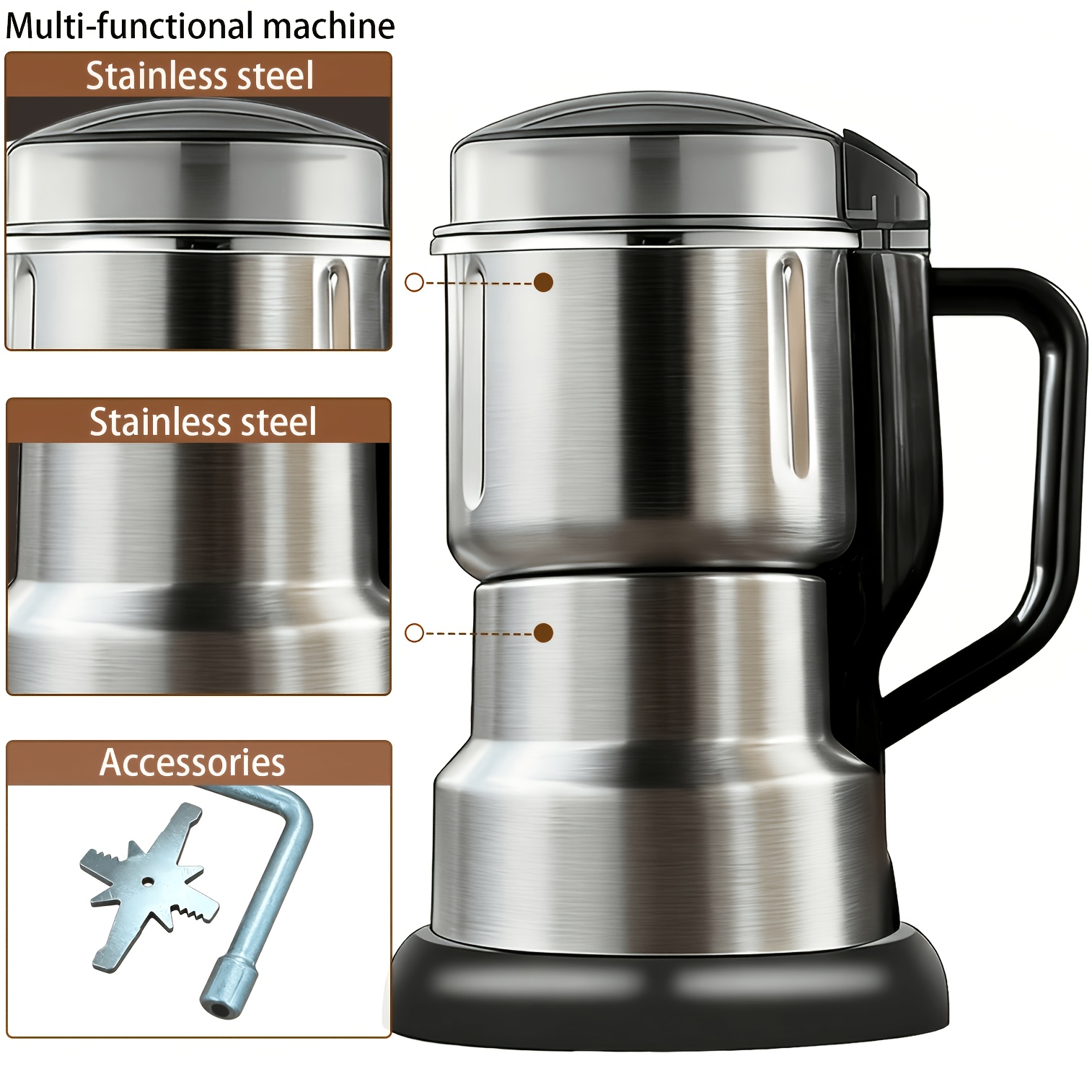TEMU Multifunctional Electric Coffee Grinder And Spice Grinder; Suitable For Beans, Spices, Seeds, And Grains. Ideal For Home Kitchens And A Gift
