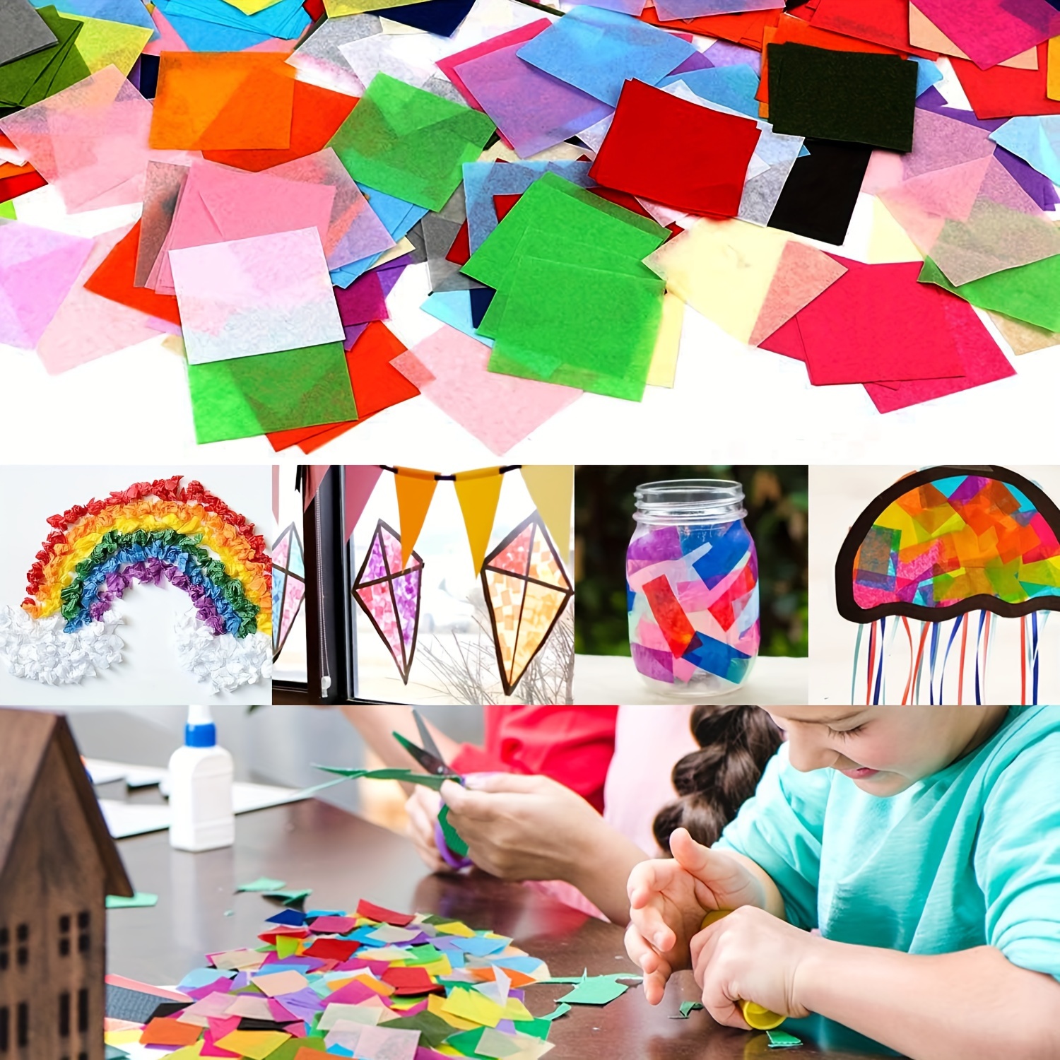 

3000-piece Rainbow Tissue Paper Squares Set, 2x2 Inch - Vibrant Craft Mosaic Sheets For Diy Projects, Scrunch Art & Classroom Activities - Firstop Premium Quality