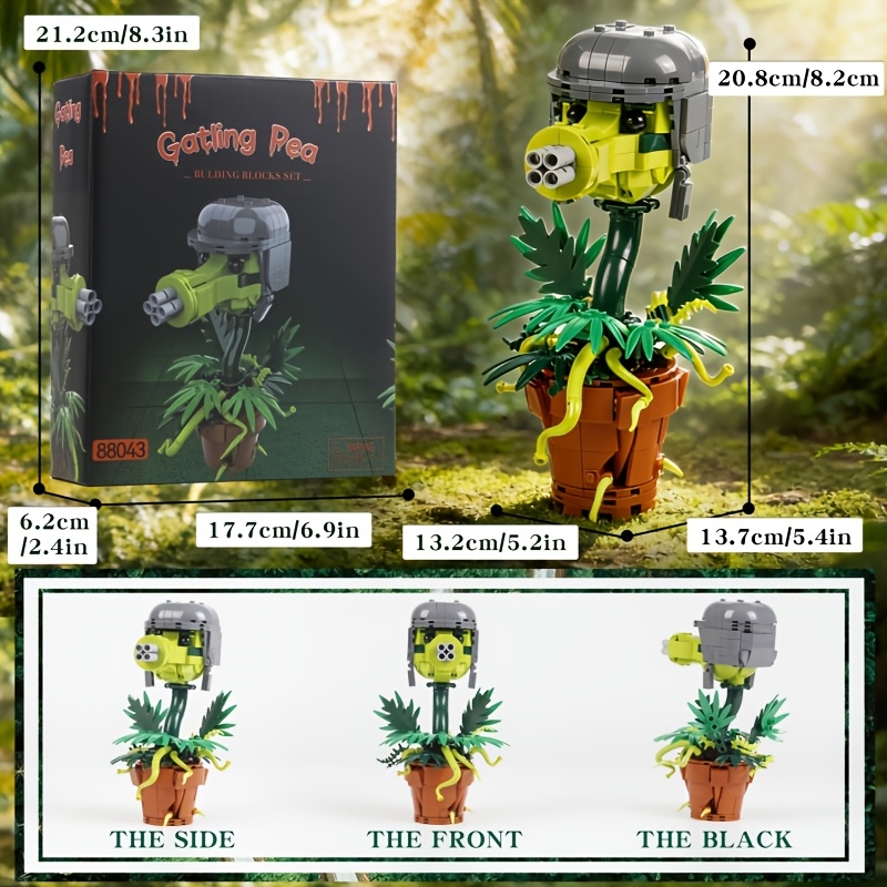 TEMU 439pcs Plant Shaped Building Block Set, Green Potted Helmet Launch Design, Fun Home And Office Decorations, Exercise Skills, Perfect Birthday