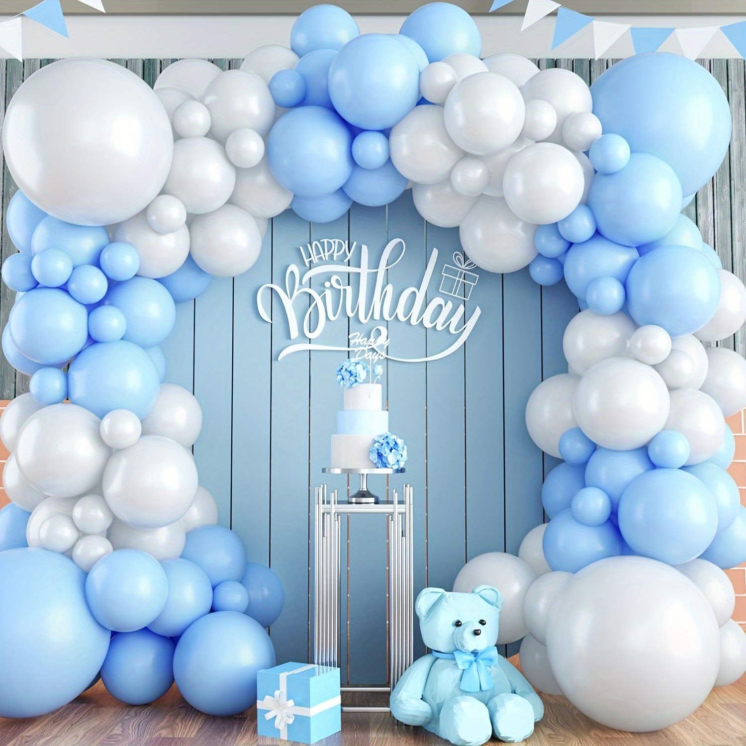 

Blue And White Balloon Arch Kit, 107pcs Light Blue White Balloon Garland Kit With Different Sizes Balloons, Pastel Blue White Balloons For Wedding Birthday Party Decorations