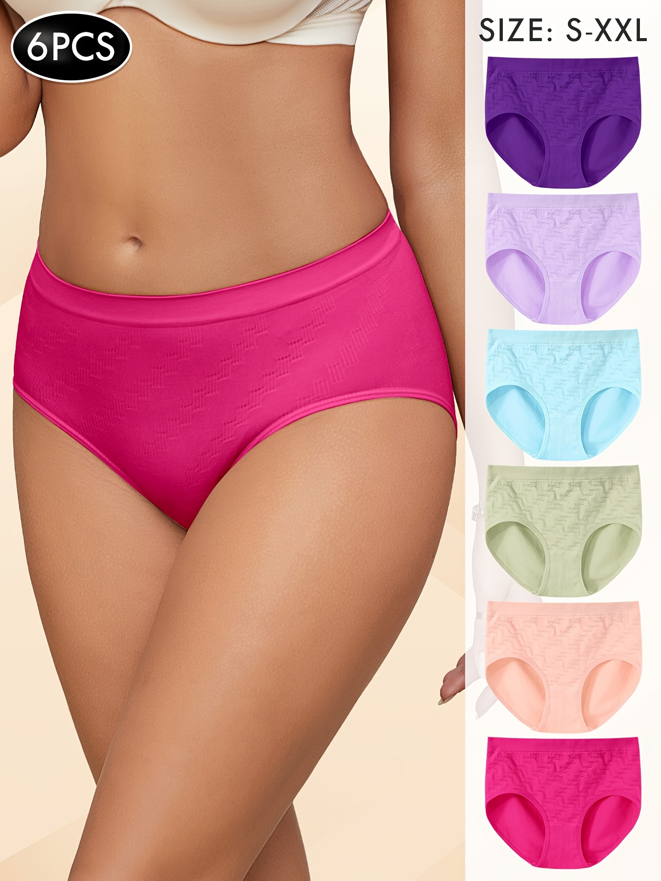 6 pack womens seamless pure   waist   briefs with   Product details 0