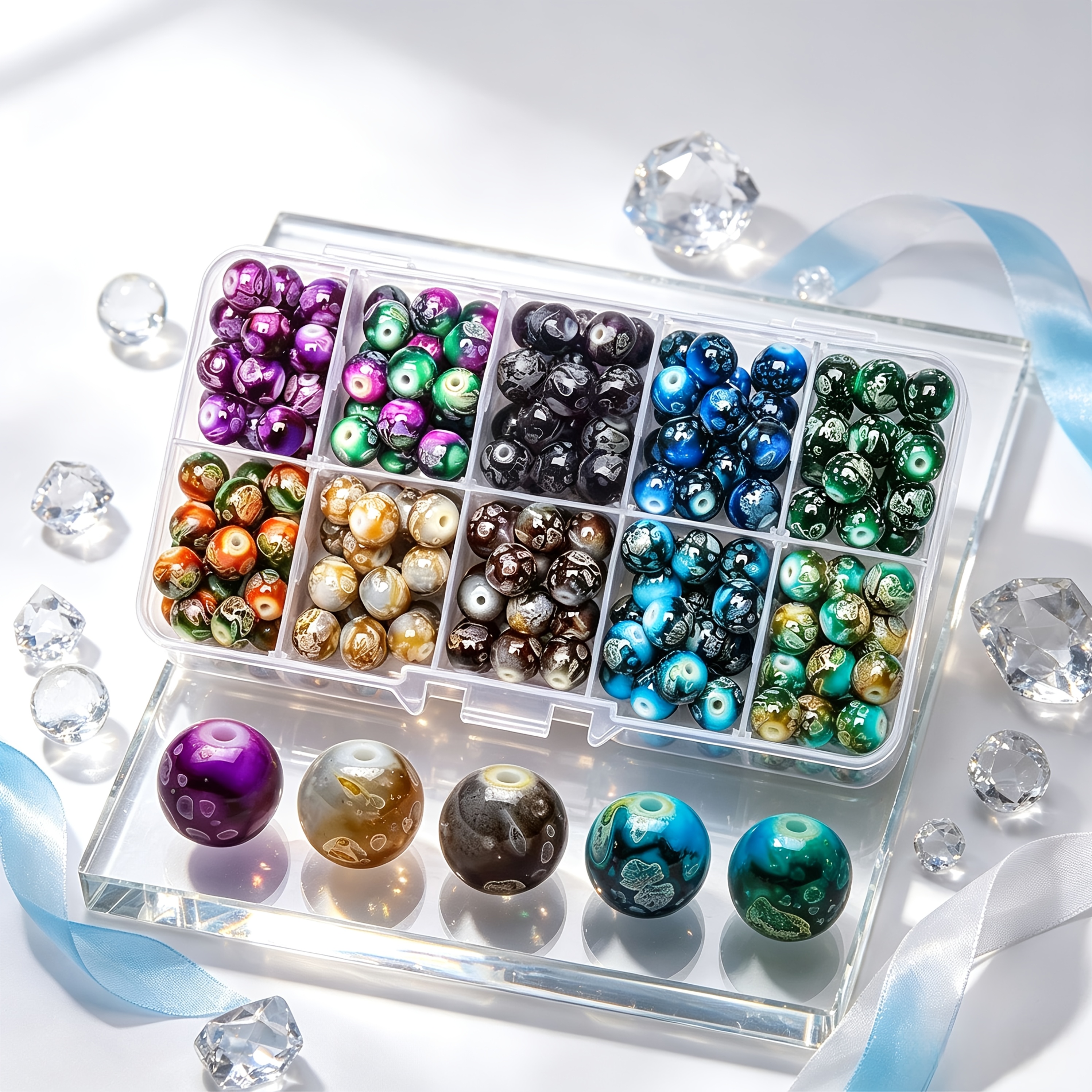 TEMU 199 perles de verre Dream de 8 mm, 10 couleurs, en boîte, pour vêtements, chaussures, bottes et accessoires de bijoux > Mode femme > Accessoires