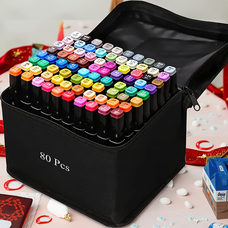 80 120pcs colored markers double tip illustration marker set