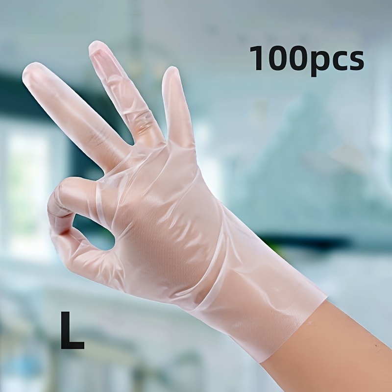 100pcs Premium Tpe Disposable Gloves - Clea, Thick & Durable, Powder-free & Anti-static - Ideal For Cleaning, Beauty Salons & Pet Care, Household Cleaning