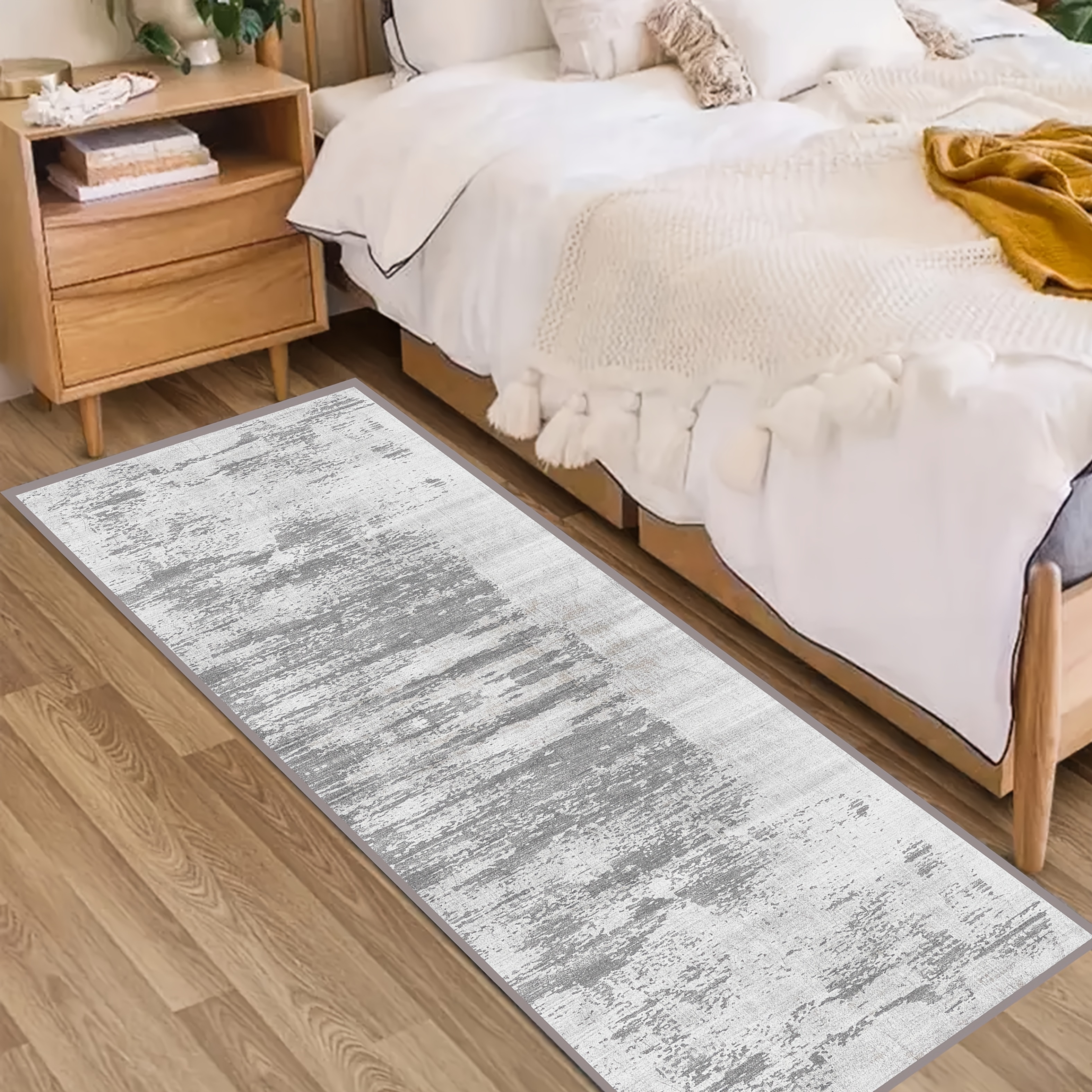 TEMU Imitation Cashmere + Washed Base. Washed Base Imitation Cashmere + Per + 8.6mm Thickness, 1pc. Modern Minimalist With A Gray- Patterned Texture.