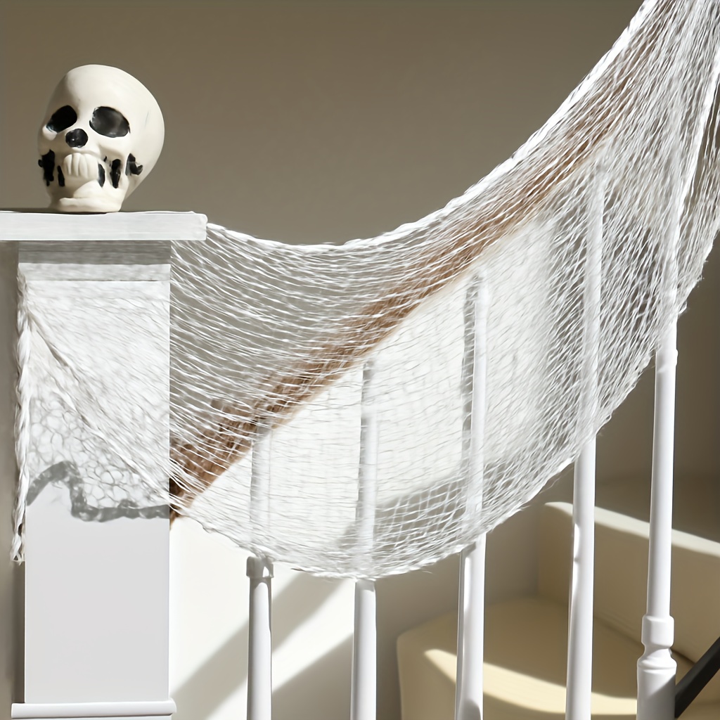 1pc/10pcs Black & White + Spider Web Mesh, Dark Gothic Style with Sheer Fabric and Irregular Netting / Wrinkled Drape Effect for a Lightweight Transparent Look - Perfect Halloween Decor to Create Mystery Atmosphere: Ideal Party Props or Porch Staircase Adornment