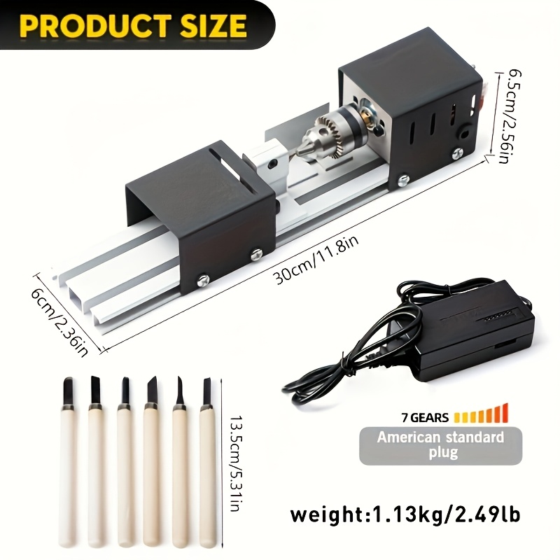 TEMU 13pcs Mini Metal Lathe Machine Tool With Tool Additions - Woodworking, Milling, Grinding And Polishing, Ball Drill-dc12-24v Rotating Tool Set,
