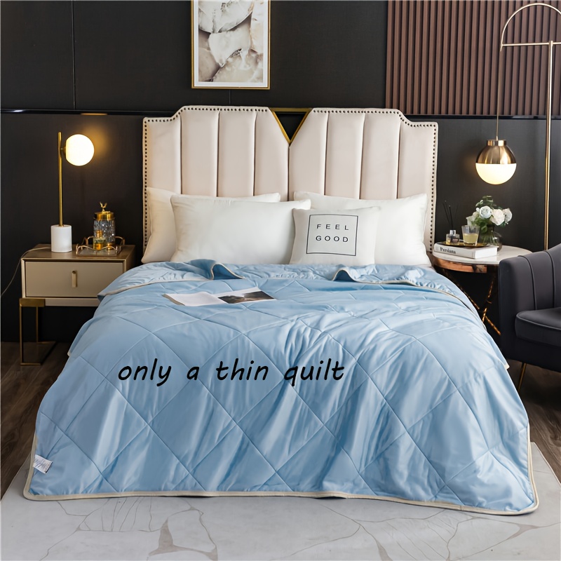 

1pc Summer Cooling Feeling Quilt Ultrasonic Embossed Solid Color Thin Quilt, Machine Washable, Available On Both Sides