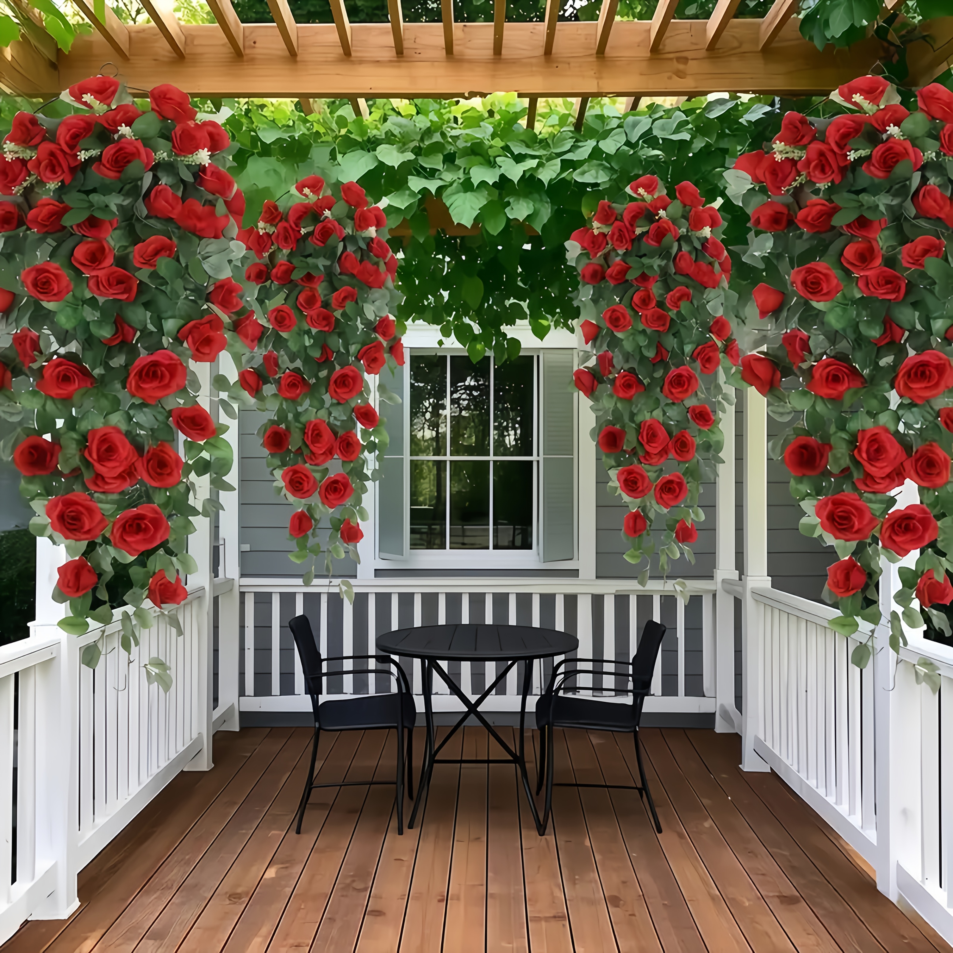 3pcs set of high end elegant rose vine gentleman style artificial flower wreath red realistic   flowers decor for wall hanging wedding scene and outdoor garden decoration 78 74 inches 200cm plastic hanging basket plants suitable for indoor outdoor home garden fence decoration   proposals christmas halloween valentines day thanksgiving