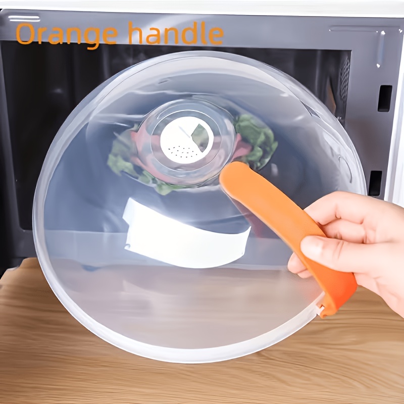 Transparent Food Cover, Microwave Splatter Guard With Steam Vents And Handle - Oil-resistant, Clear Heating Lid, Suitable For Microwave And Kitchen Use, Kitchen Safety | Transparent Cover | Handle