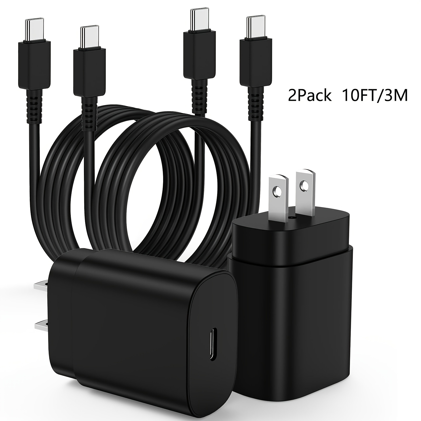 

2- 10ft Usb-c Charger, 25w Charger C To C , Adapter S23 /s23+/s22+/s10+/s9/ / 20, Us , 110v/220v Compatible