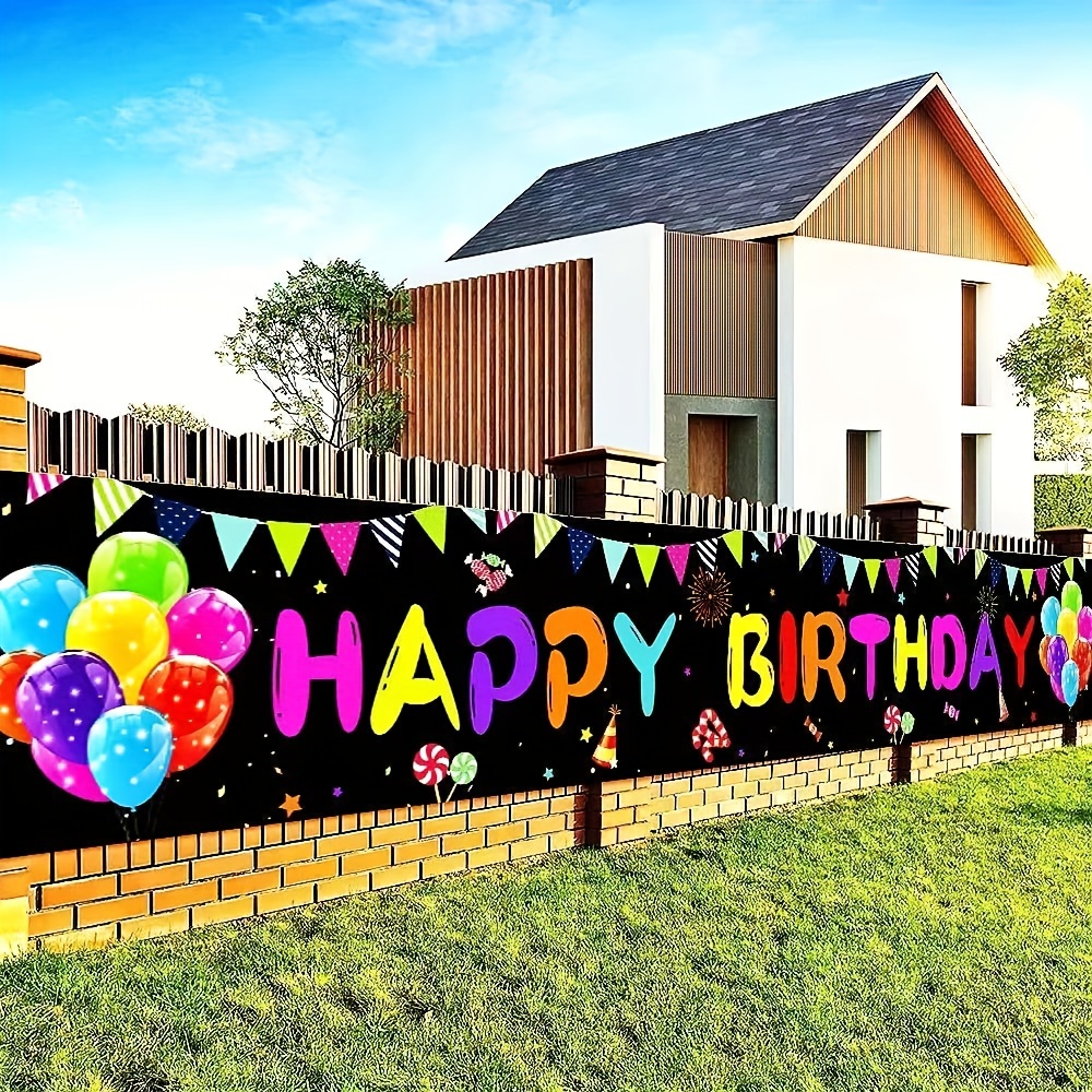 

Fabric Happy Birthday Yard Sign Banner - Outdoor & Indoor Birthday Party Decoration, Durable Room Banner For All Occasions