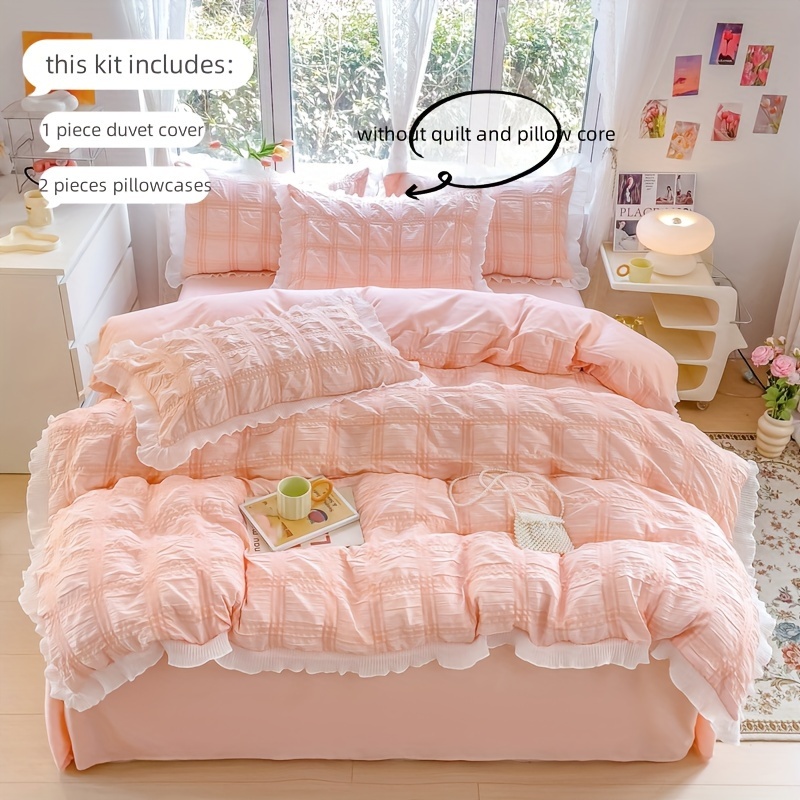 3Pcs Princess Lace Trim Plaid Duvet Cover: In-Depth Review, Specs & Buyer's Guide