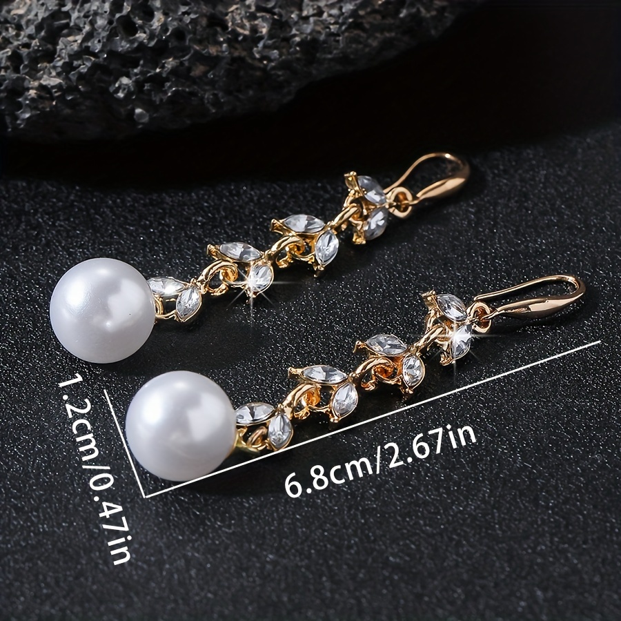 Women's Elegant Leaf & Faux Pearl Dangle Earrings