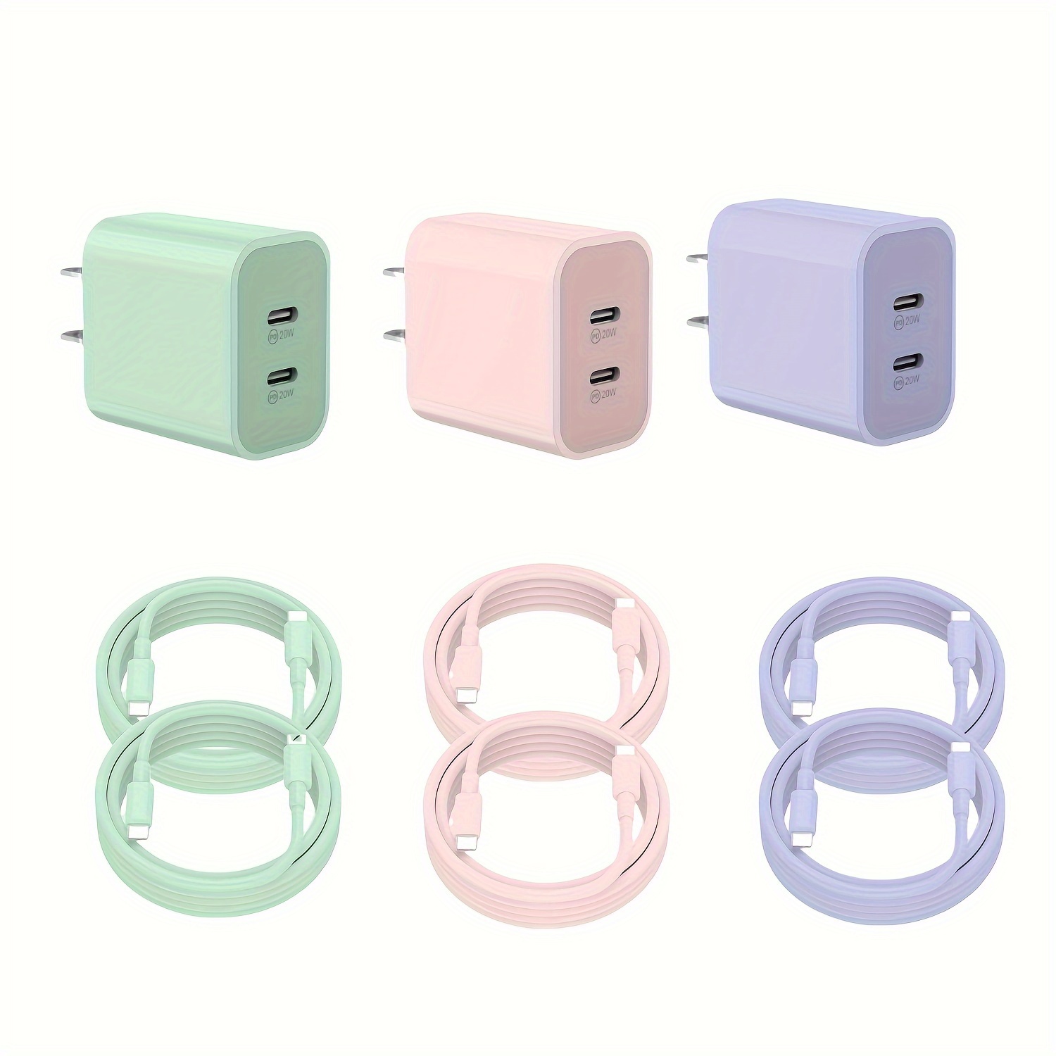 

For Fast Charging, 20w+20w Usb C For Iphone 15 Pro Charger With 6ft Long Usb C Charging Cable For Iphone 15 Pro Max/15 Pro/15/plus, Ipad Pro 11, Samsung S24 Ultra (pink/purple/green/white)