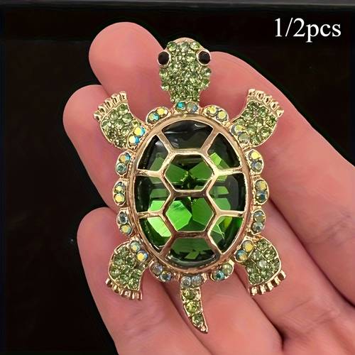 1 2pcs handmade pure copper turtle good luck versatile decoration for home office and festival costume brooch christmas halloween party gift ornaments