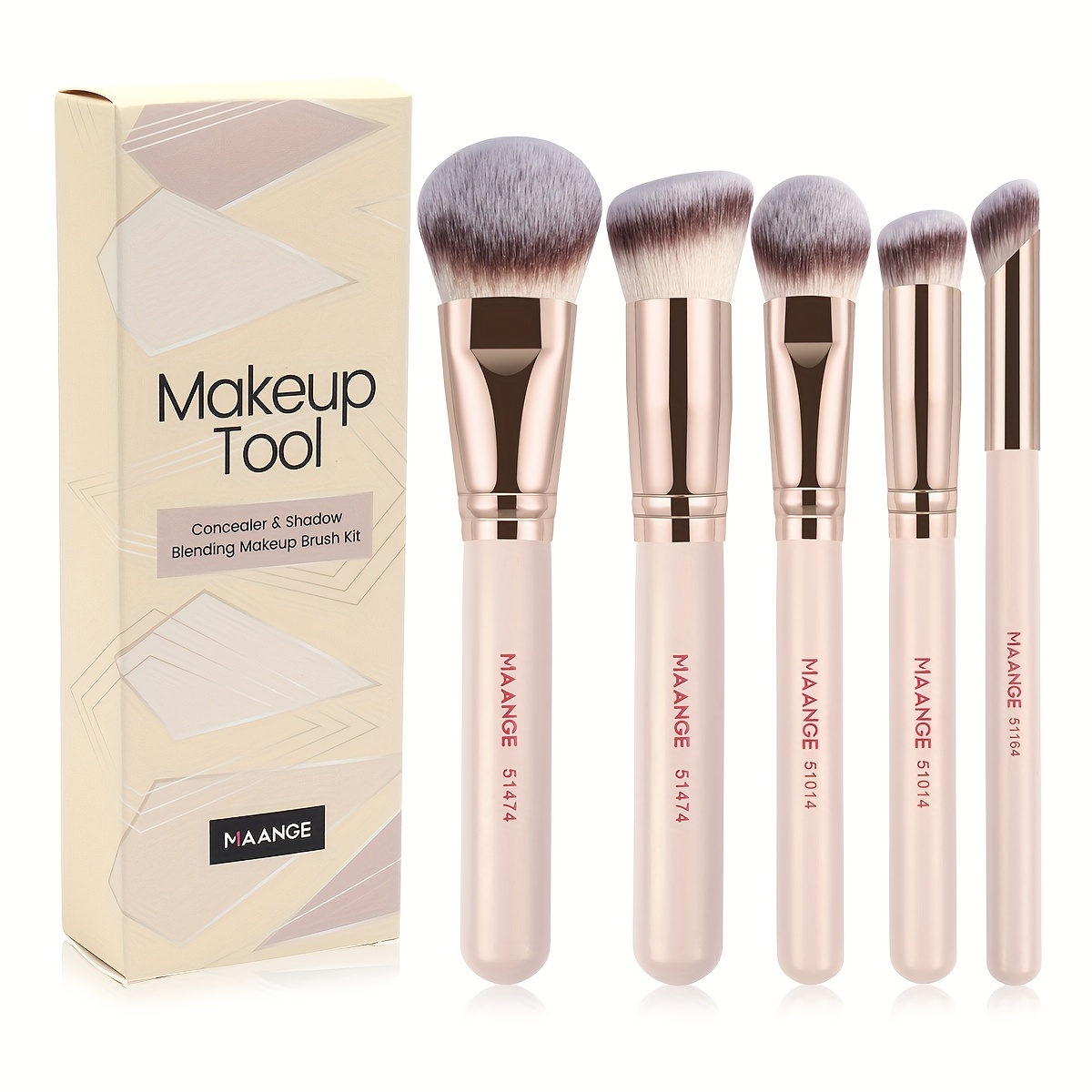 Image of Maange 5pcs Face Makeup Brush Paper Box Foundation Brush Contour Brush Multi-functional Face Brush Soft And Fluffy Blending Natural Cost- Beauty Tool Suitable For Holiday Gifts