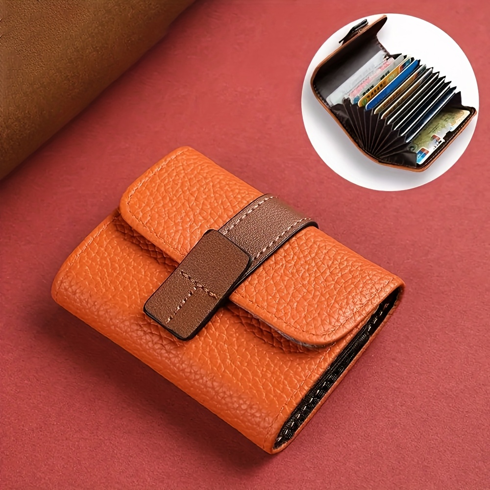 TEMU 11-Slot Kartenetui für Damen, Retro Mode Neuer Druckknopf Bankkartenclip, Einfarbige Praktische Kartenhülle