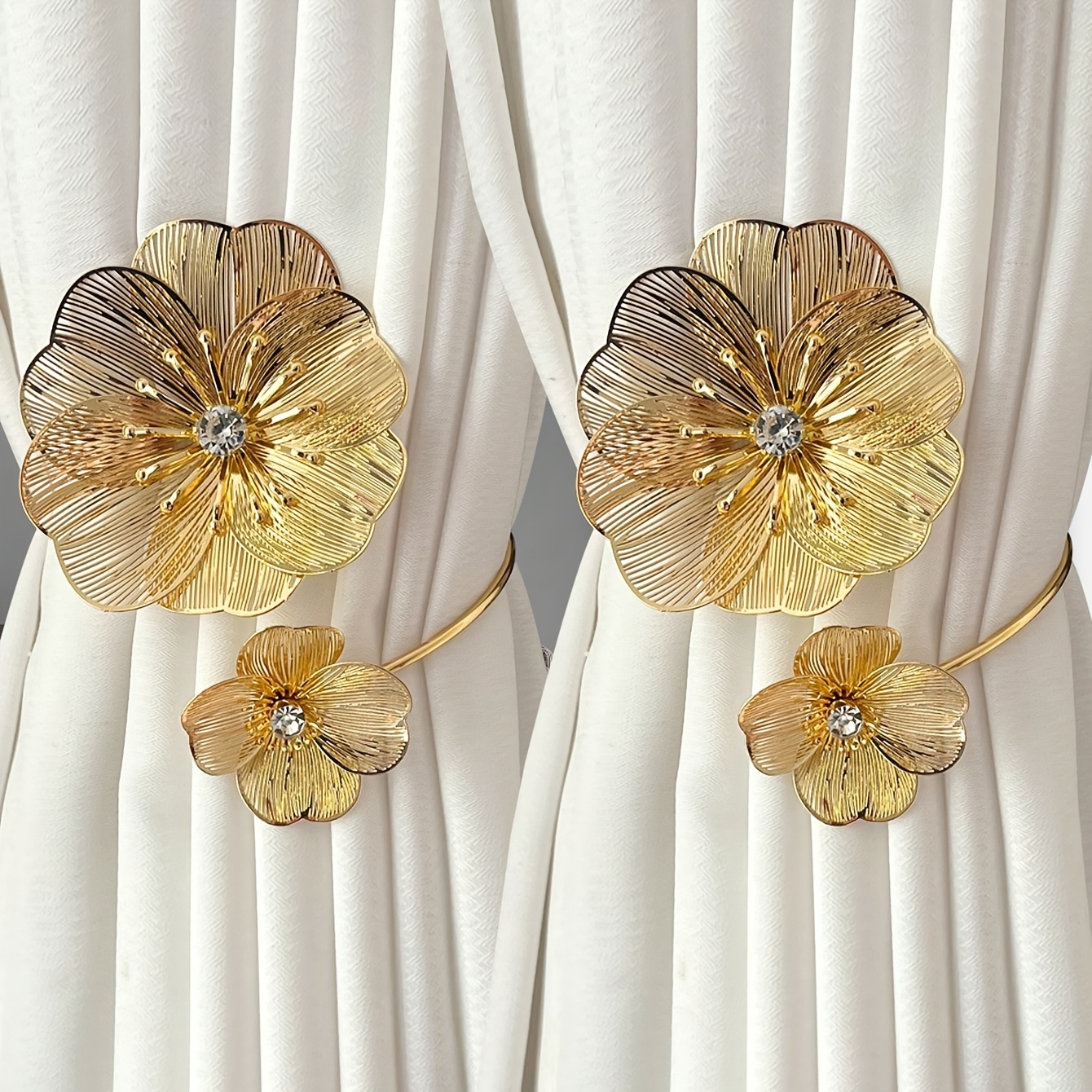 TEMU 2pcs Attaches de rideau en , Clips de fixation décoratifs pour rideaux de salon, chambre à coucher, salle à manger, décorations de fenêtre