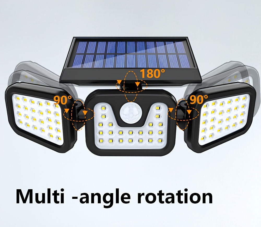 2pcs Polyhedral Lighting Wall Lights Three Sided Luminescence Solar Outdoor Lights High-Power Outdoor Motion Sensor Light Outdoor Solar Lights 300° Wide Angle Floodlight Outdoor Security Light for Patio, Garden, Yard