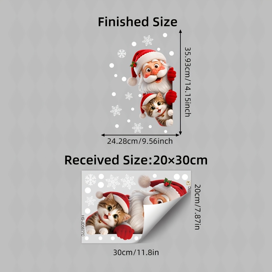 TEMU 1 adesivo statico per finestra con spia e gattino con , riutilizzabile in PVC, da vetro invernale per Natale, regalo di Natale unico per negozi,