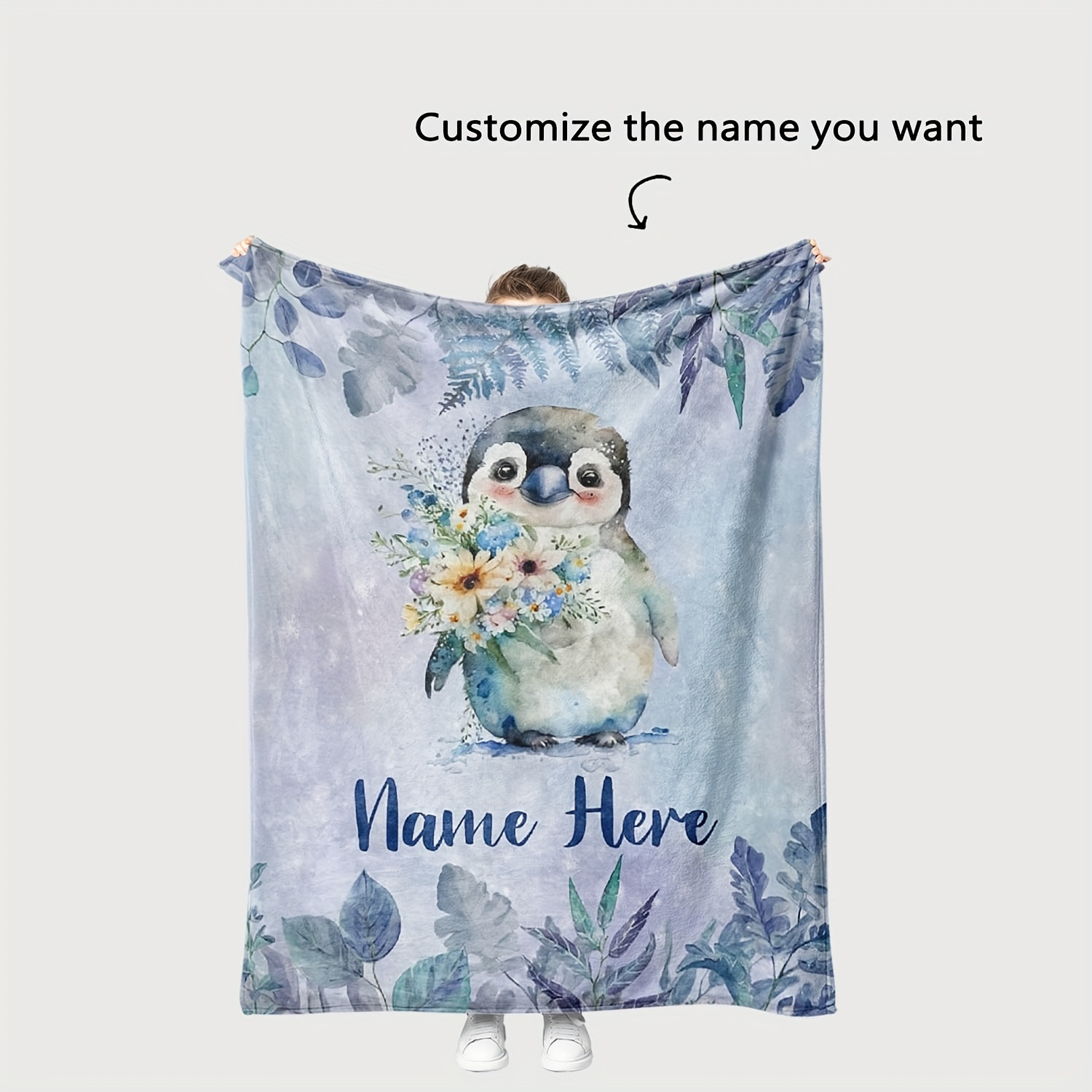 

1pc Name Custom Digital Printed Blanket Personalized , Custom Flower Blanket, Looking Forward To Mother's Gift Cover Blanket