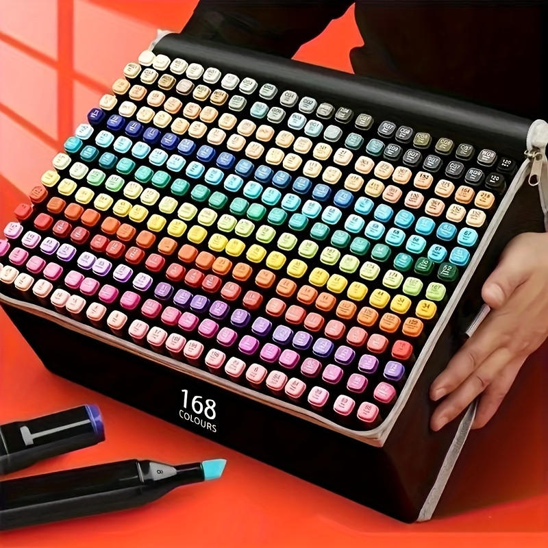 168/120/80 Alcohol Markers for Artist -Dual Tip Art Marker Set for Adults  Coloring Illustration -Chisel &Fine, Permanent Alcohol Based Sketch Pens for