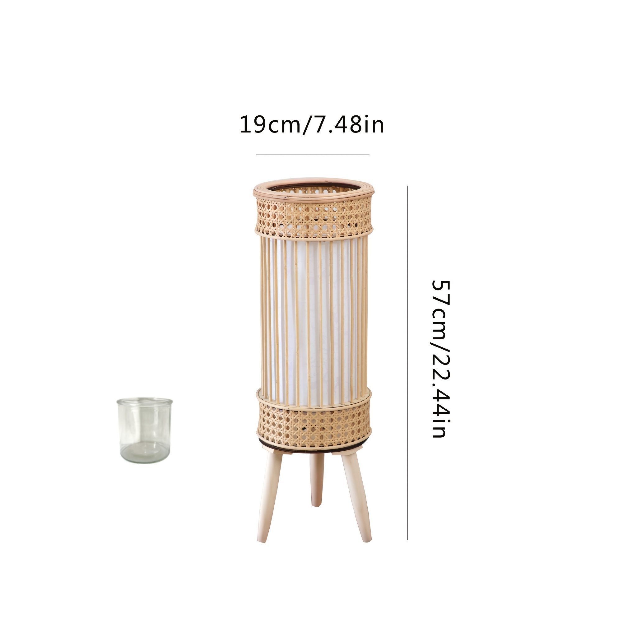 Retro High-End Handmade Rattan Woven Lantern, Creative Columnar Candle Holder, Festive Romantic Atmosphere Decoration, Christmas Decoration, Living Room Bedroom Accent Wind Lantern Ornament