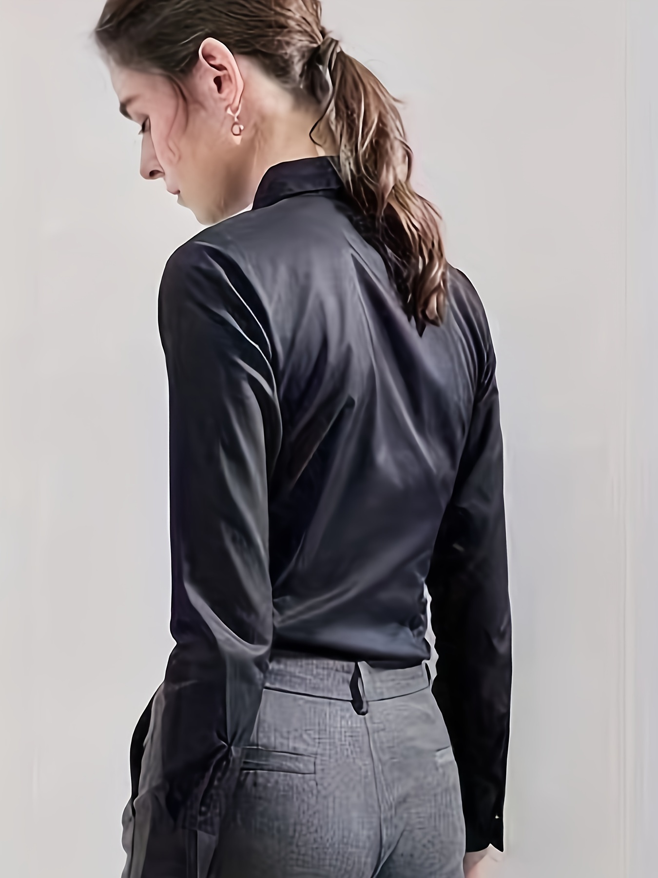 nueva camisa negra larga estilo mujer - Temu El Salvador, image size:800x1067