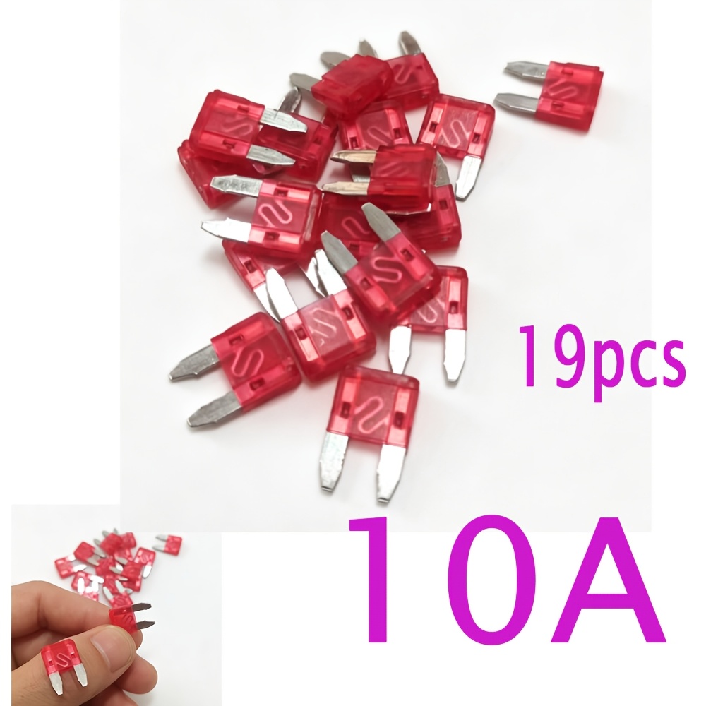 TEMU Pack Of 19pcs Car Fuses Suitable For Cars, Suvs, Trucks, Campers And Rvs, With Current Rating Of 10a
