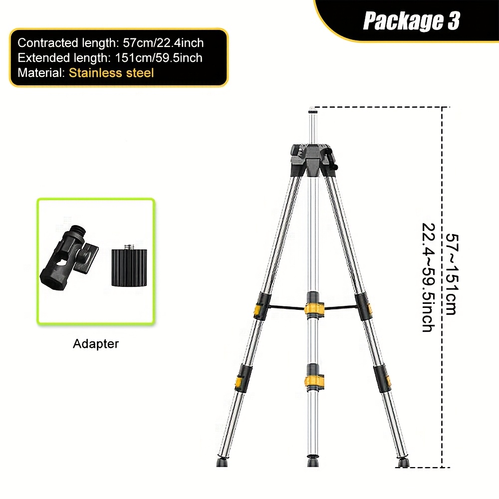 E-shop Edelstahlstativ, Stahlrohrdurchmesser 27mm, supertragfähig, professionelles Stativ, geeignet für Laserwasserwaagen, Hufeisenfuß-Design, stabiles