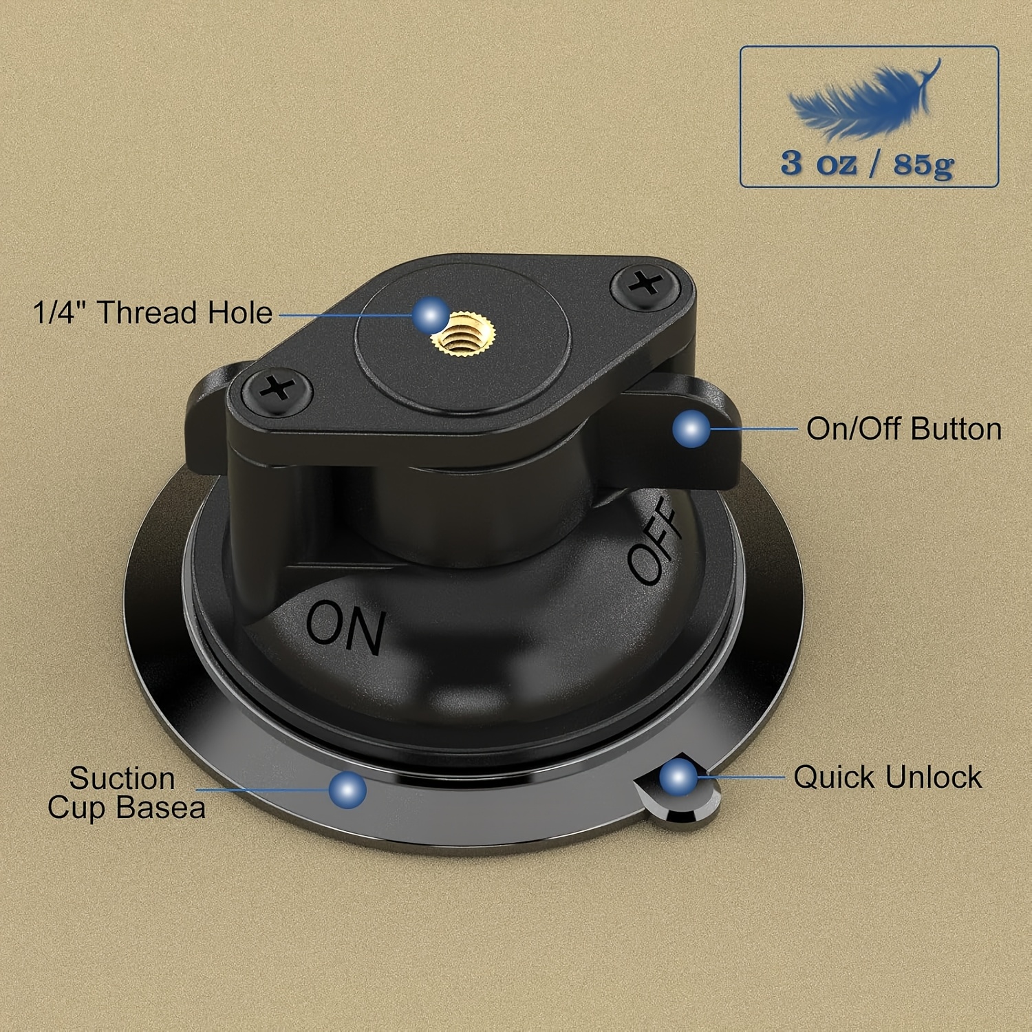 TEMU Base di montaggio con , staffa di montaggio con , base di montaggio per dashcam con filettatura da 1/4 di pollice, compatibile con adattatore