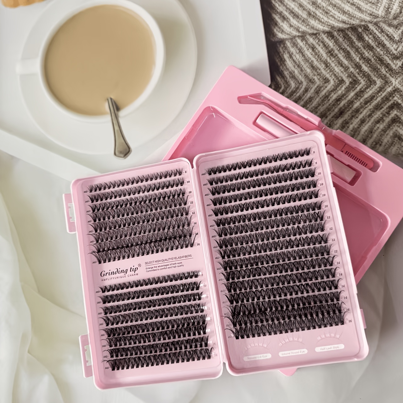 Image of 2-in-1 640pcs 8-16mm Eyelash Clusters And Mixed Strip Lashes Set, 30d 40d 50d Fluffy False Eyelashes Extension, Layered Kit For Everyday Wear
