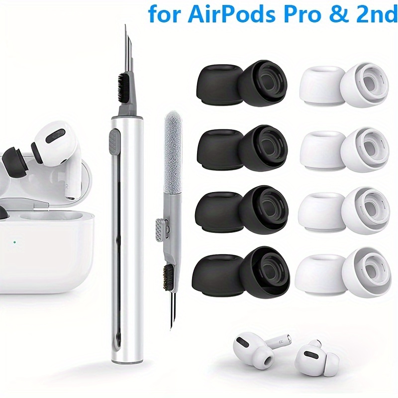 

4 Pairs Liquid Silicone Ear Tips & Earphone Cleaner For 2 Noise Reduction Pad Earplugs Ear Caps Comes With Cleaning Pen