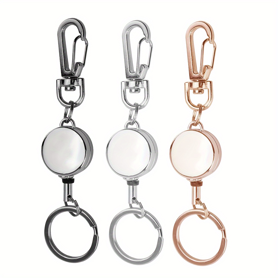 2d 3pcs Heavy-duty Set - Durable Metal Badge Reel With Belt Clip, Id Card Holder, And 15.7-inch Retractable Cord, Suitable For And Outdoor Use With Outdoor Button Retractable Clip