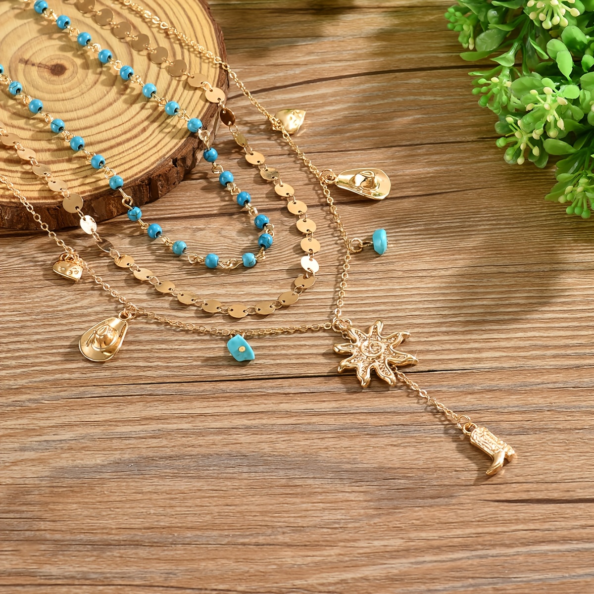3pcs Western Cowboy Vintage-style Pendants Necklace Set