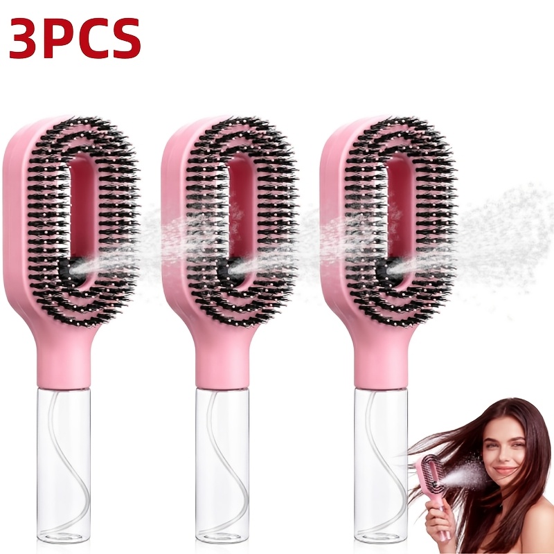 TEMU Paquete de 3 cepillos para el cabello con rociador de agua, cepillos desenredantes con rociador de agua incorporado, peine y antiestático para
