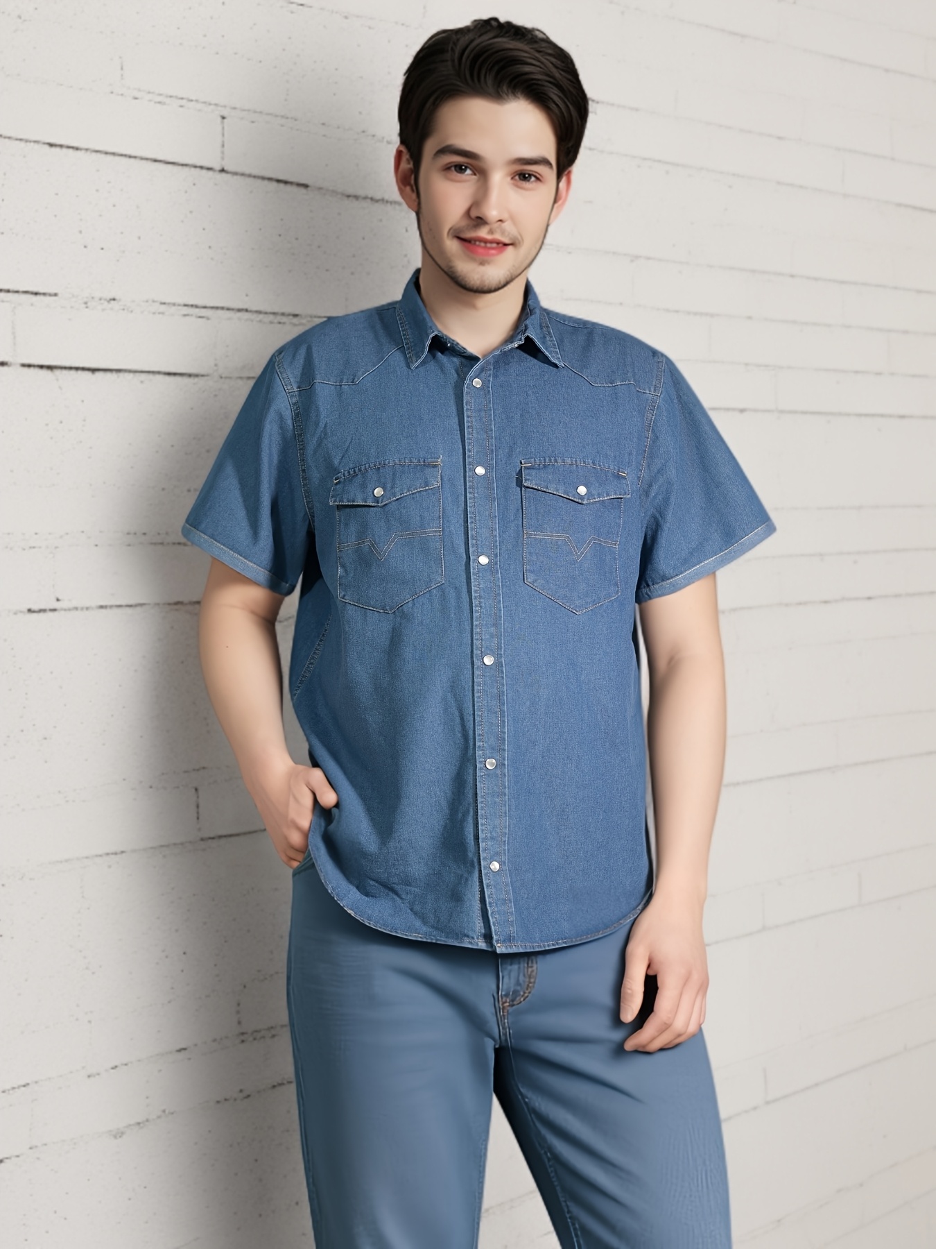 Mens Shirts Blue Jean Shirts Plus Size Kangaroo Men's Signature