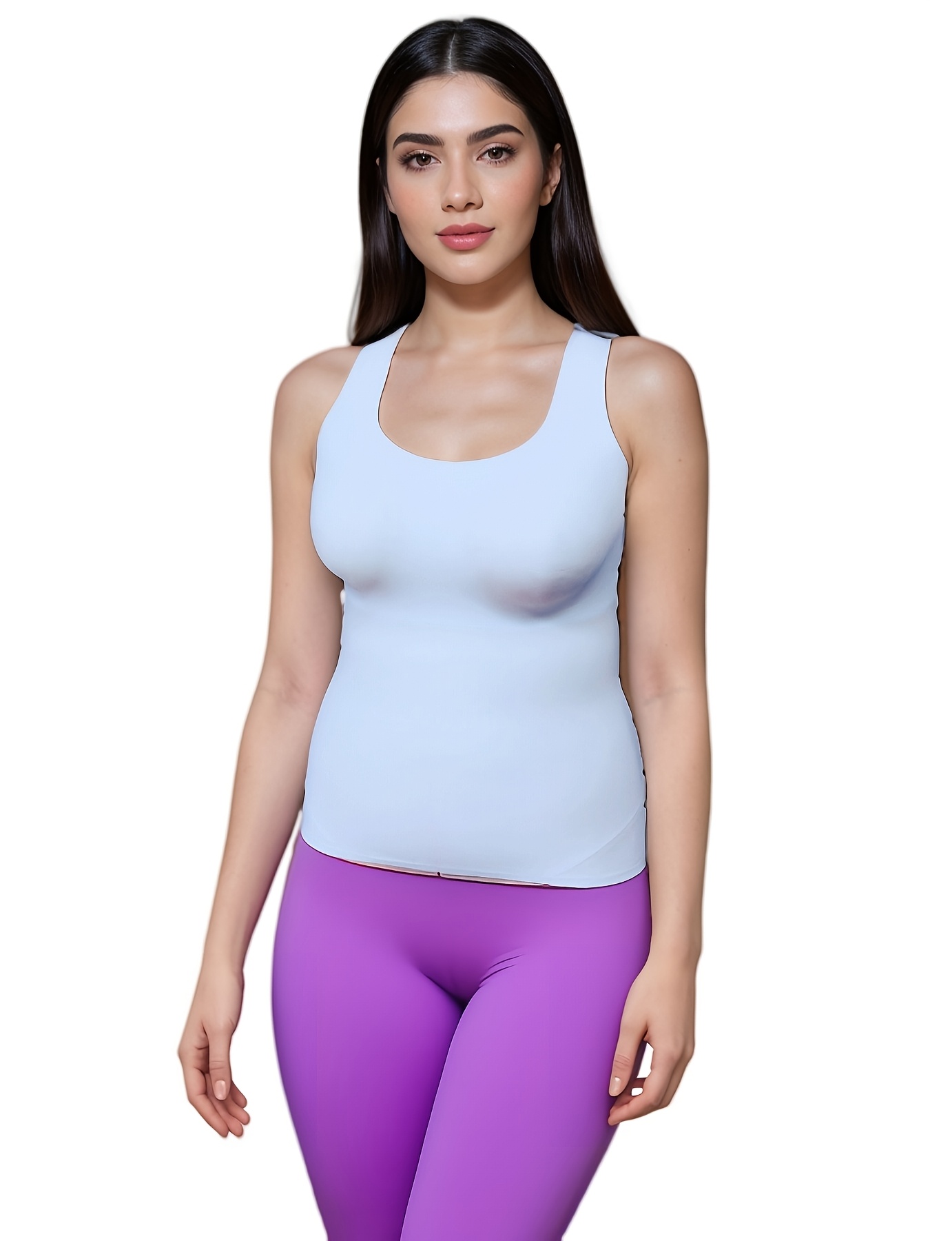 Plus Size Seamless Compression Tank Top - Vibrant Purple Smooth Contour Shaping, Breathable Stretch Fabric, Hand Wash Only for Women's Fashion & Casual Attire, Shapewear Tank Top, Body Shaping, Smooth Fit, Soft Material, Body Contouring