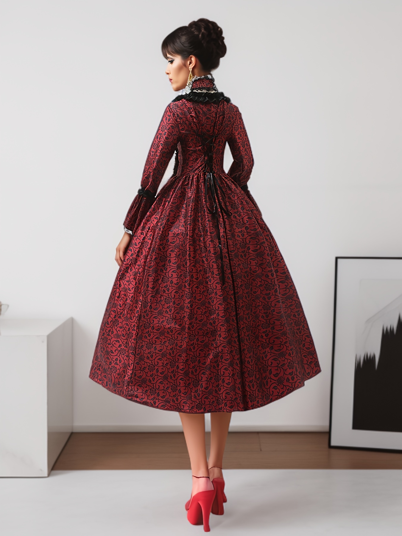 dark green floor length dress Deep Green Cotton Tiered Maxi Dress, Belted Gown, Autumn Clothing, Bohemian Dress, Spring Long Dress, XS / Burgundy