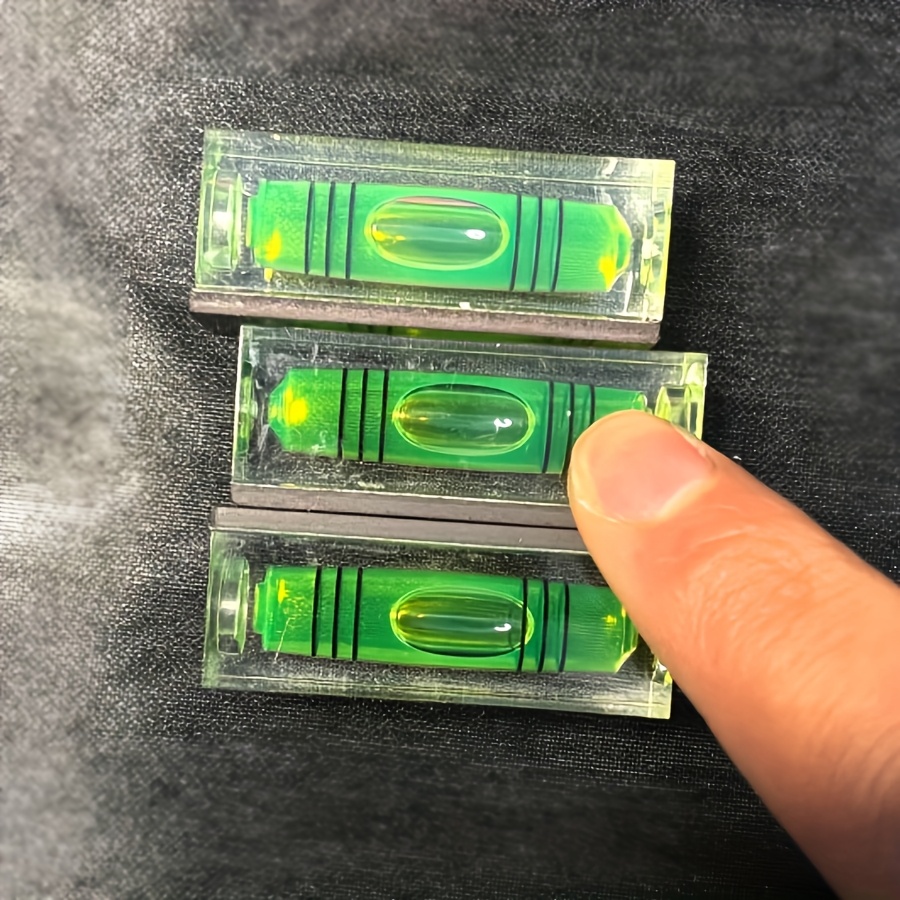 Image of Set Of 3 Small Magnetic Bubble Levels - Accurate, Green Acrylic, No - Perfect For Rvs, Camping, Trailers, Construction, And Hanging Pictures
