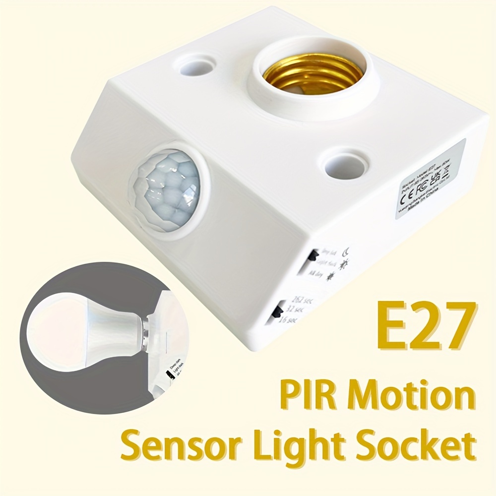 

1pc E27 Pir Motion Sensor Light Socket, Infrared Automatic Led Bulb Holder, Smart Adjustable Wall Lamp Base