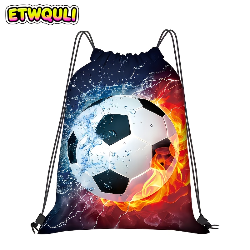 1pc Soccer Drawstring Backpack - Polyester Storage Bag With Practical Pockets For Gym, Yoga And Travel, Softshell Design, Drawstring Closure, Day Backpack Sports Fitness Drawstring Bag