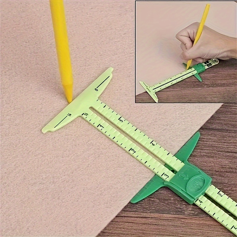 

2pcs/set, 5-in-1 Sliding Gauge, Multifunctional Quilting Ruler, Plastic Drawing Ruler, Sliding Triangular Ruler Tool, Sewing Gauge Measuring Tool For Knitting Crafting, Beginner Supplies