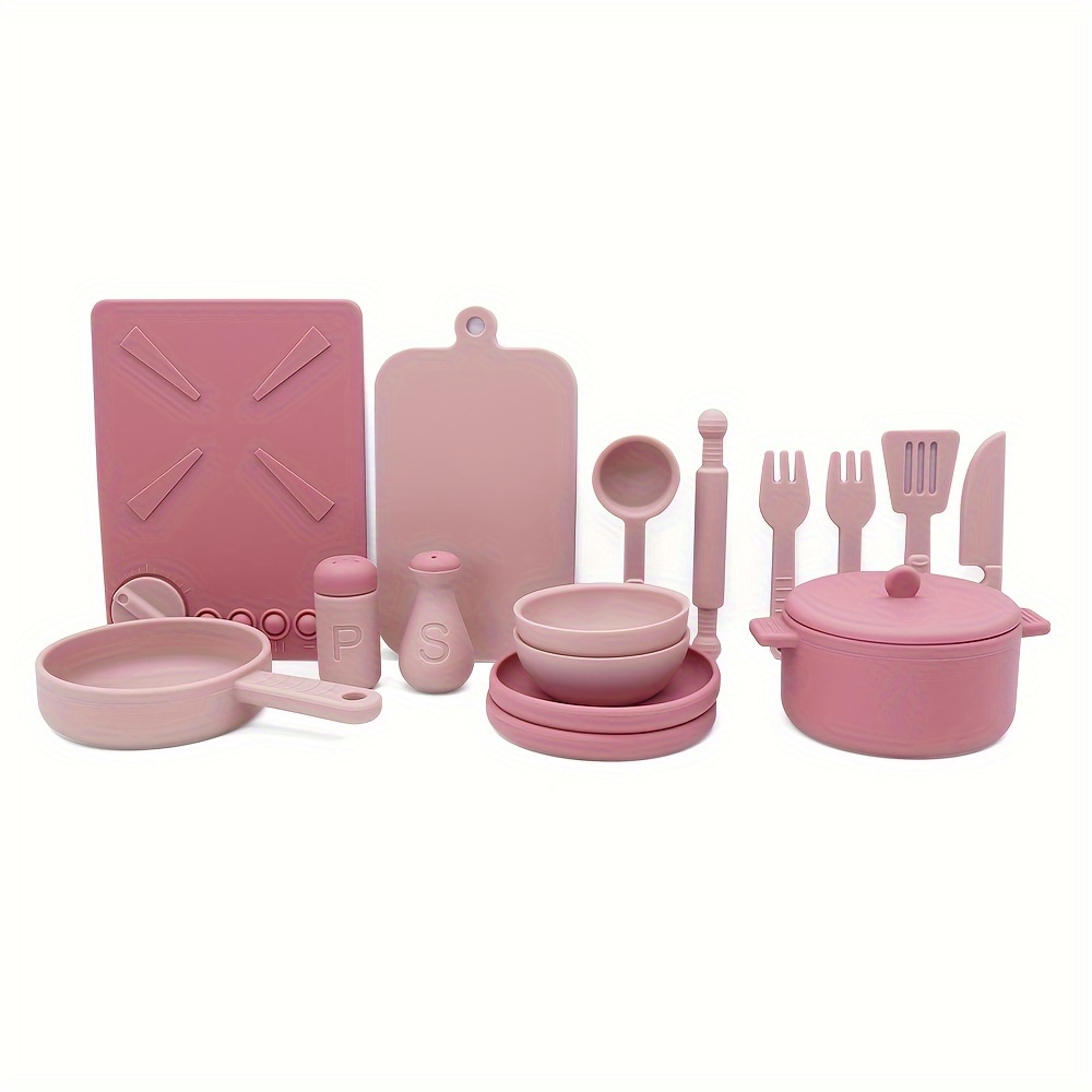 16-Piece Kids' Play Kitchen Set: Silicone Cooking Toys, Mini Pots  Bowls, Interactive Toy for Pretend Play, Suitable 3-6